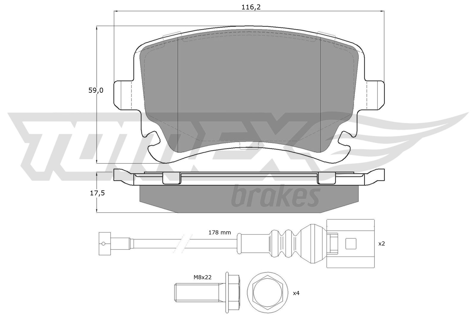 Sada brzdových platničiek kotúčovej brzdy TOMEX Brakes